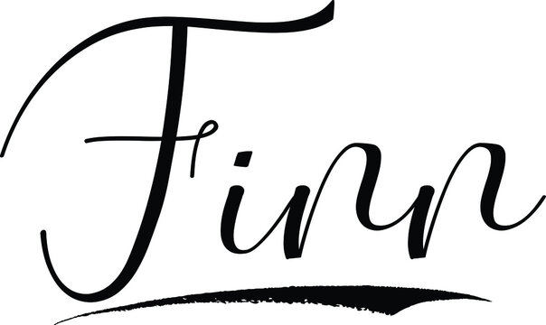  Finn -Male Name Cursive Calligraphy on White Background