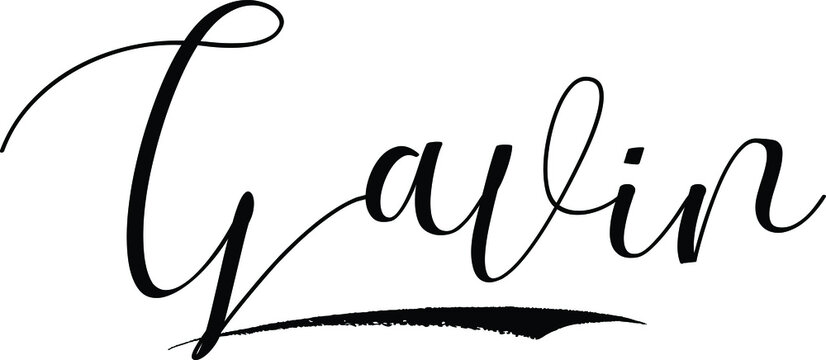 Gavin -Male Name Cursive Calligraphy on White Background