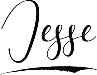 Jesse -Male Name Cursive Calligraphy on White Background