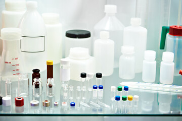 Laboratory glass and plastic bottles
