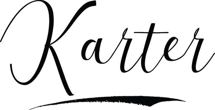 Karter -Male Name Cursive Calligraphy on White Background