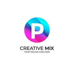 P Alphabet Colorfull Logo Design Concept