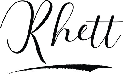  Rhett -Male Name Cursive Calligraphy on White Background
