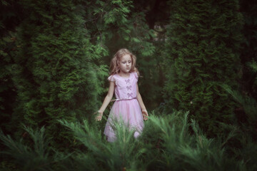 Sweet girl in the fairy forest.