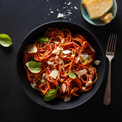 Pasta with tomato sauce and cheese