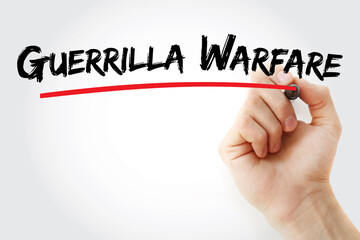 Guerrilla Warfare text with marker, concept background