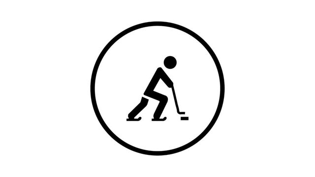 Hockey player glyph icon, sport and skate, ice hockey sign, vector graphics animated motion design