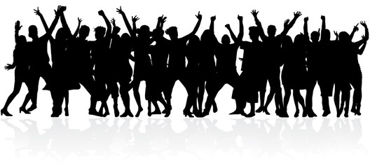 Dancing people silhouettes. Conceptual illustration - 386985677