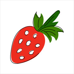 Hand-drawn illustration of strawberry. Berry. The food is healthy and wholesome. Vegetarians. Flat.