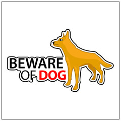 Beware of dog, Vector Illustration on white background.