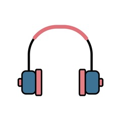 Earphone Flat Icon Color Design Vector Template Illustration