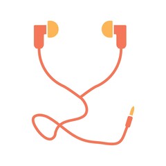 Earphone Flat Icon Color Design Vector Template Illustration