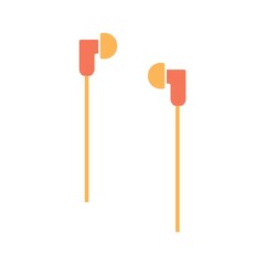 Earphone Flat Icon Color Design Vector Template Illustration