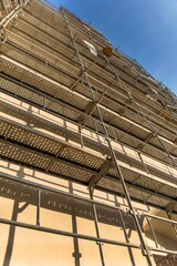 Modern steel scaffolding. Scaffold. Construction Scaffoldings. Construction site