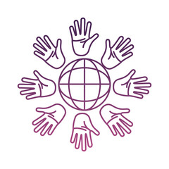 hands palms around of sphere browser line style icon