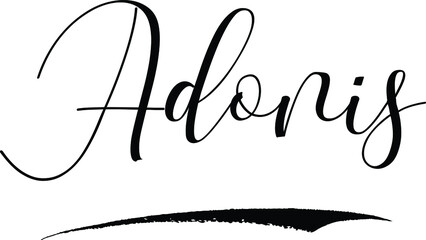  Adonis -Male Name Cursive Calligraphy on White Background