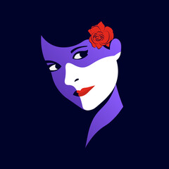 Girl's face with a rose