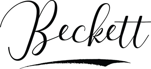 Beckett -Male Name Cursive Calligraphy on White Background