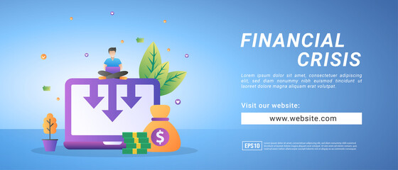 Financial crisis banner, financial downturn. Banners for promotional media