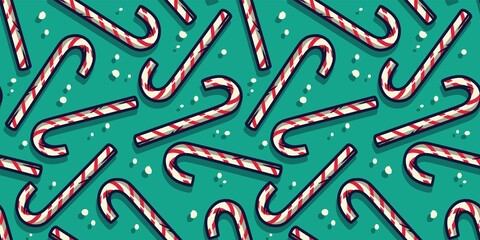 Colored seamless pattern wallpaper with christmas lollipops for the new year holiday. Winter illustration for december party design