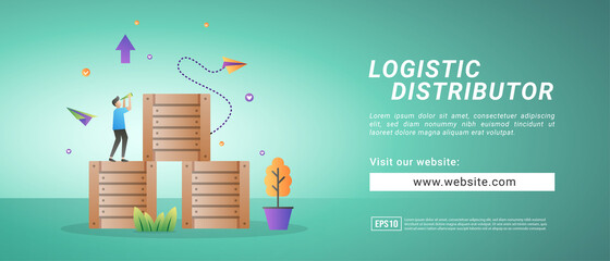 Banner logistic distribution, receiving goods transportation and storage services. Banners for promotional media