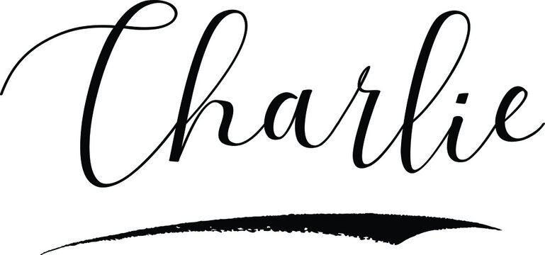 Charlie -Male Name Cursive Calligraphy on White Background