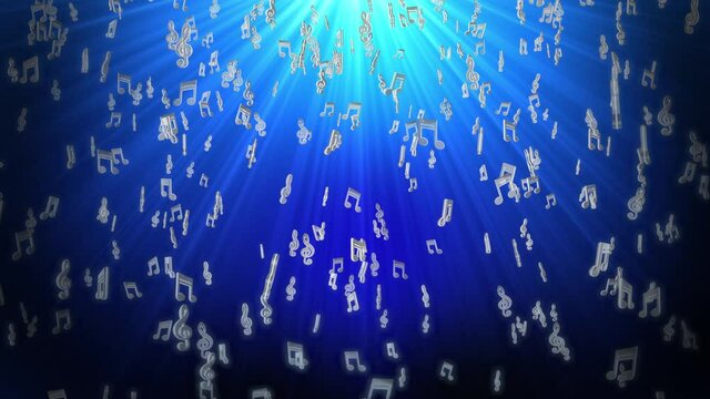 Looped seamless with golden White Blue notes Music Loop Background for event, concert, title, presentation, holidays, festivals. Style music classic, jazz. Reality shows, Music Awards, Dance Party.