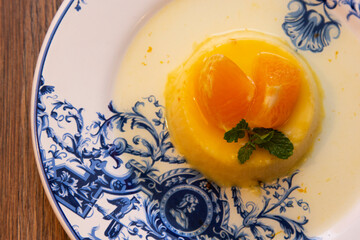 Tangerine Pudding - Caramelized Pudding Dessert with Tangerine