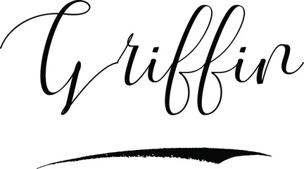 Griffin -Male Name Cursive Calligraphy on White Background
