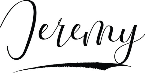 Jeremy -Male Name Cursive Calligraphy on White Background