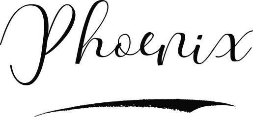 Phoenix -Male Name Cursive Calligraphy on White Background