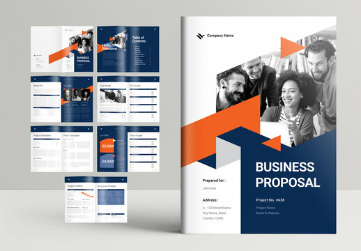 Business Proposal Layout with Triangle Elements