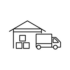 warehouse icon element of logistics icon for mobile concept and web apps. Thin line warehouse icon can be used for web and mobile. Premium icon on white background