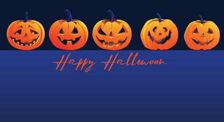 Halloween Fullmoon Banner, Witch, Haunted House, pumpkins patch, and Bats.Happy Halloween purple banner trick or treat with a full moon Vector illustration Flat design