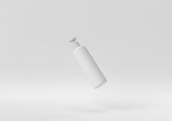 Creative minimal paper idea. Concept white cosmetic with white background. 3d render, 3d illustration.