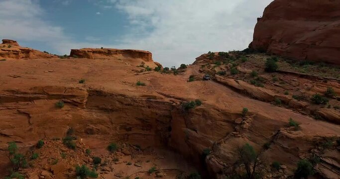 Off-roading Vehicle Driving in the Beautiful Deserts of Moab Utah