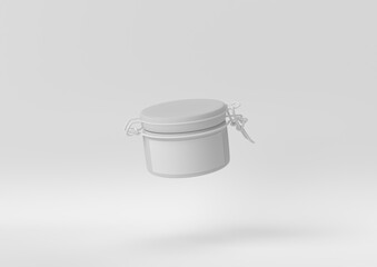 Creative minimal paper idea. Concept white storage jar with white background. 3d render, 3d illustration.