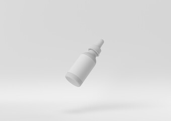 Creative minimal paper idea. Concept white cosmetic with white background. 3d render, 3d illustration.