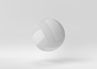 Creative minimal paper idea. Concept white volleyball with white background. 3d render, 3d illustration.