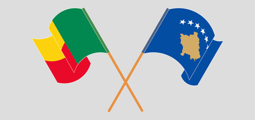 Crossed flags of Benin and Kosovo