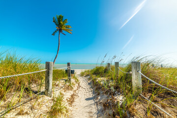 Blue sky over Smathers Beach entrance in Key West