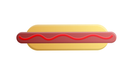 hot dog on white background, vector illustration. bun with sausage, ketchup. favorite snack. lunch time. hearty fast food instead of soup and a full meal