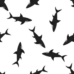 
Wonderful seamless pattern with sea shark on a white background. Marine reptiles in a flat style. Cartoon wildlife for web pages.
Stock vector illustration for decor and design, textiles,
wallpaper