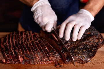 Texas brisket. Grilled meat, barbecue