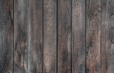 Brown painted old wooden table. Weathered wood surface. Wooden background.