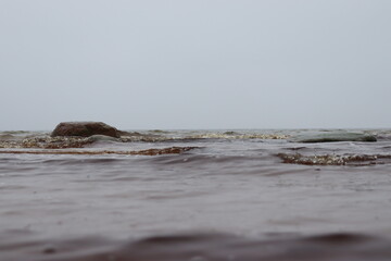 Gloomy beach on northern coast.