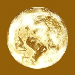 The world in the universe picture. 3d rendering. Gold world.