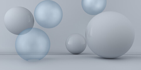 Abstract 3d render of white spheres, modern background design