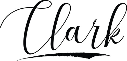 Clark -Male Name Cursive Calligraphy on White Background