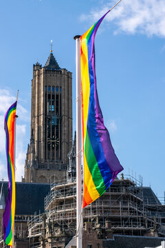 Rainbow Flag In Front Of Church